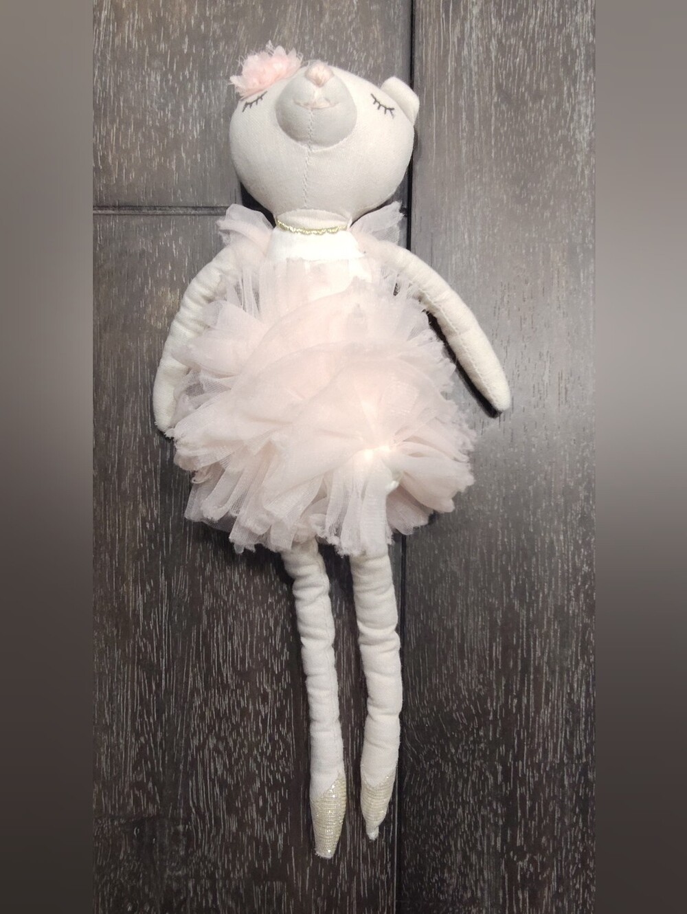 Mon Ami Kamille Ballerina Cat Doll, soft fabric body and a fluffy pink tutu.